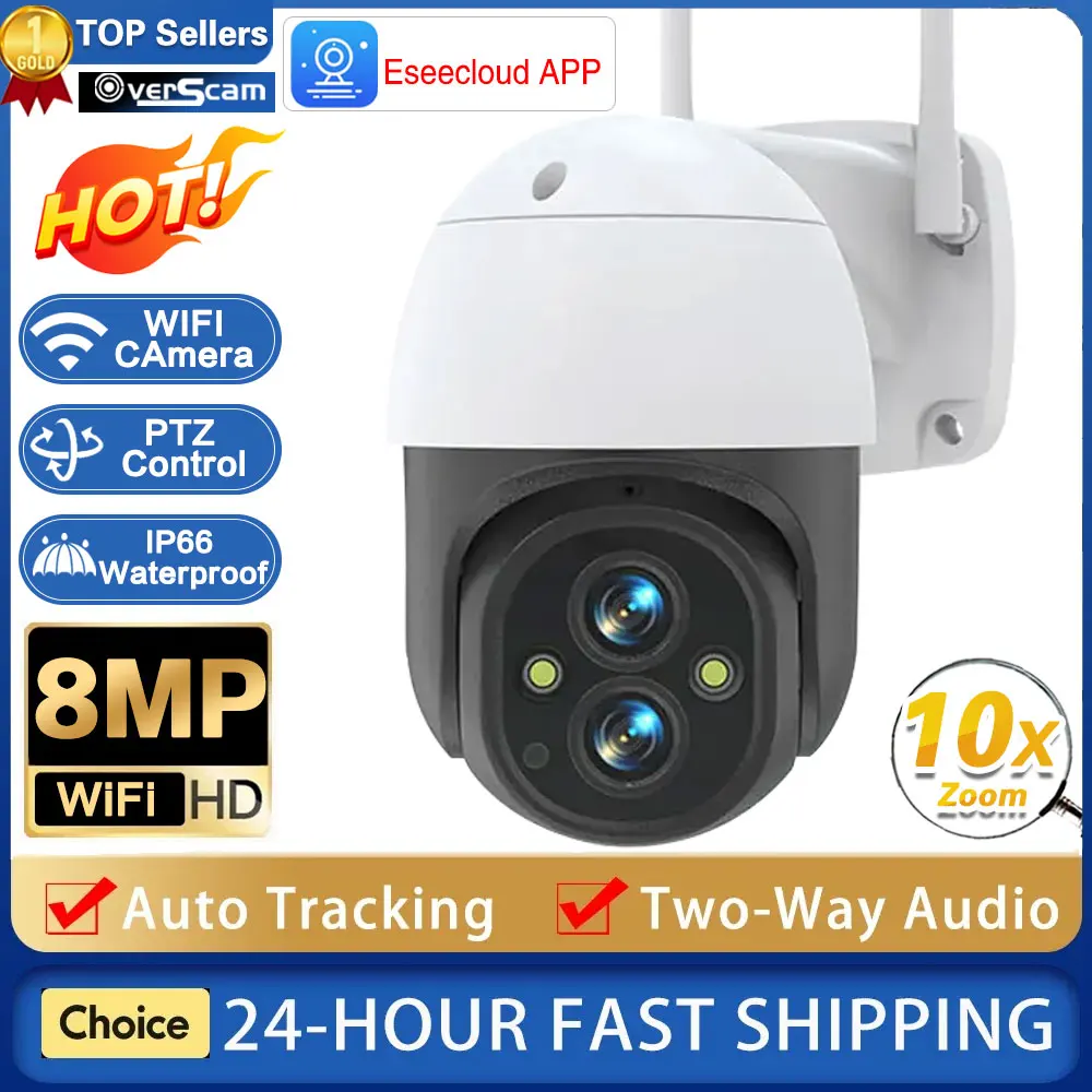 

8MP PTZ IP Camera 10X Zoom Dual Lens Auto Tracking WiFi CCTV Camera Color Night vision Home Baby Monitor Video Surveillance Cam