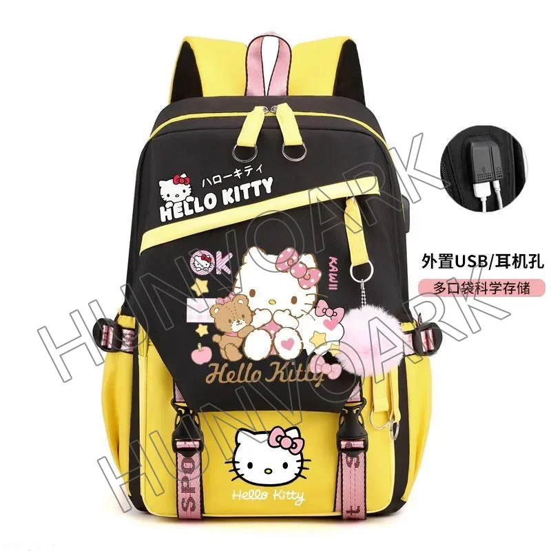 Kawaii Hello Kitty Backpack for Girls School Bags Portability Teens College Student Large Travel Shoulder Bag Mochilas Escolares