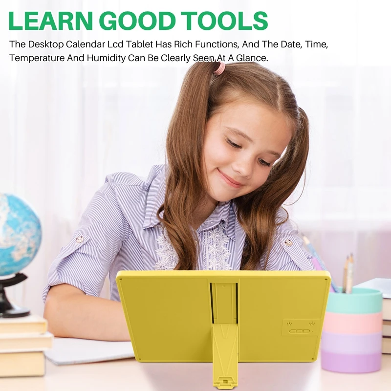 多機能電子卓上カレンダー、液晶手書きボード、目覚まし時計、湿度と温度、メッセージボード