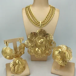 New Bold Jewelry Big Flower Necklace Brazilian Jewelry Set for Women Bridal Wedding Party Anniversary FHK13612