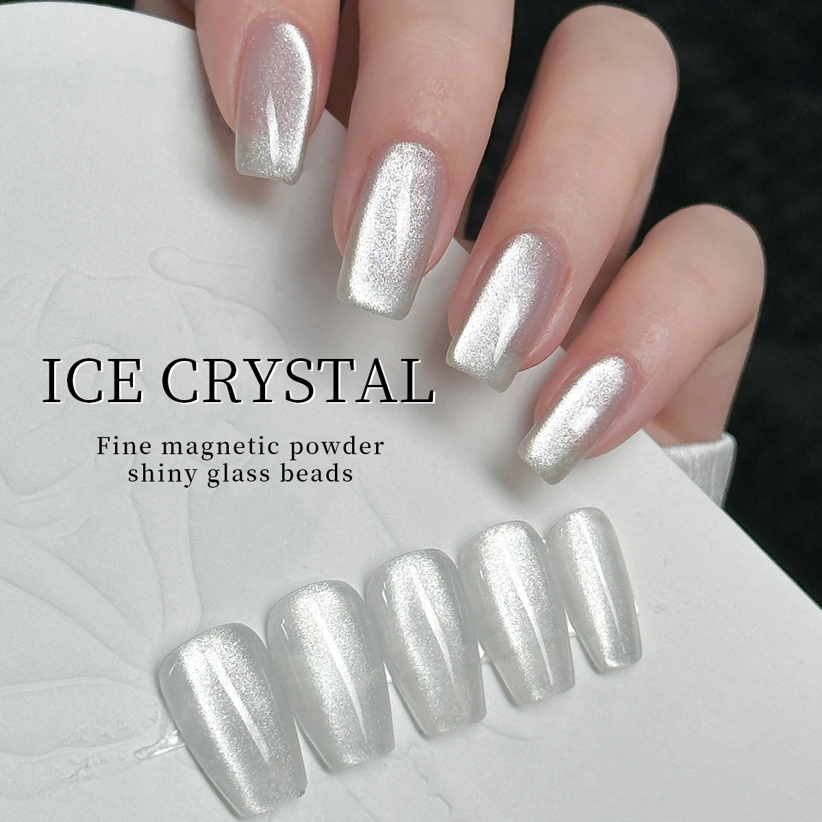XEIJAYI 3 Stück 15ml Weißer, schlichter Katzenaugen-Magnetgel-Nagellack - Ultra glänzend, schnelltrocknend, ablösbarer UV/LED-Lack für Stu – Detail 4