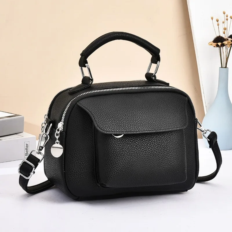 

2026 New Fashion Soft Leather Multi-layer Handbag for Women Versatile Shoulder & Crossbody Bag for Middle-aged Ladies