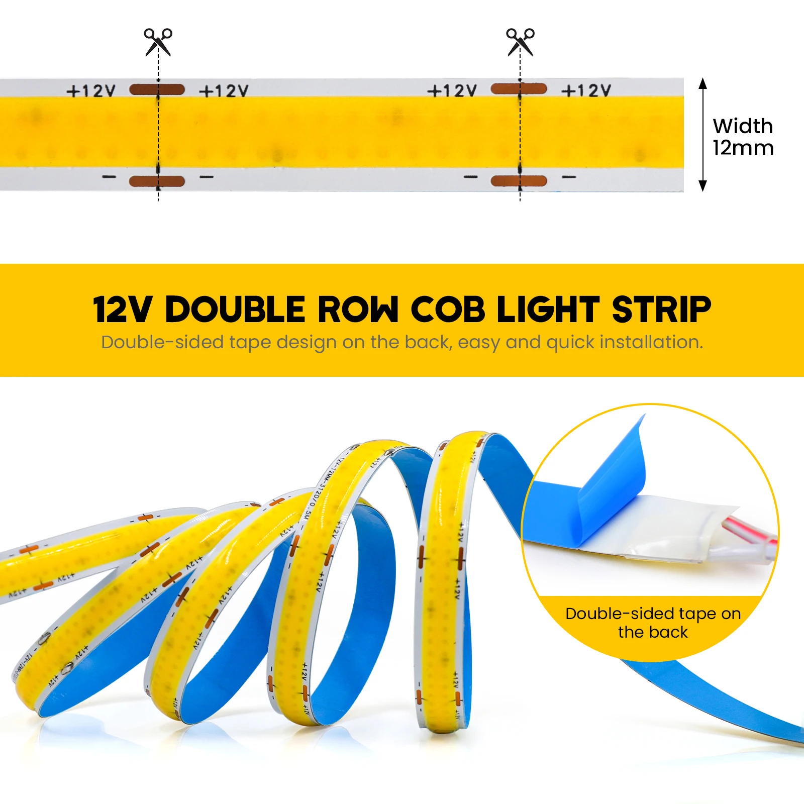 600Leds/M DC 12V 24V COB Strip RA85 Warm/Natural White 3000K 4000K Home Decor High Brighter Flexible Ribbon Rope LED Light