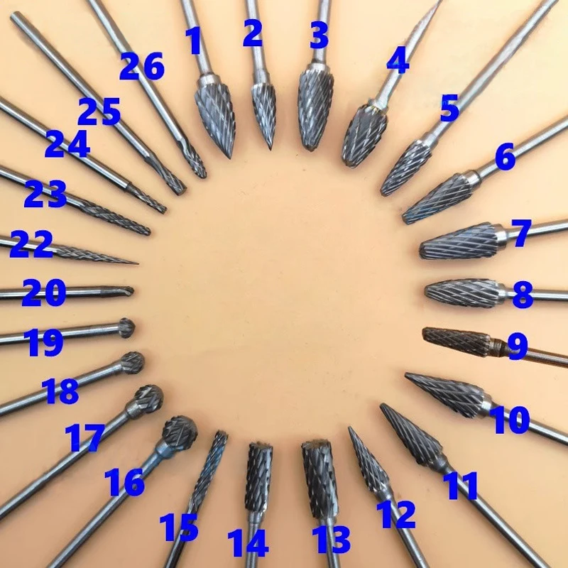 Chowmaster Rotary Burr 2.35mm Shank Carbide Drill Bits Set Dental Endmill Set Tungsten Steel Rotary File for Grinding Machine