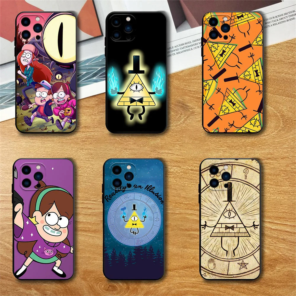 MINISO Cartoon Gravity Falls Phone Case For Samsung S23 22 ULTRA A22 23 A32 34 A52 A53 A54 A71 A72 A73 Black Soft Silicone Cover