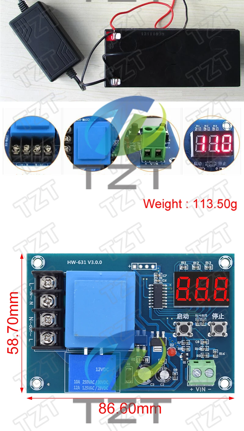 1/3PCS Digitale Steuerung Batterie Lade Control Modul AC 220V Lithium-Speicher Batterie Ladegerät Control Schalter Schutz bord – Detail 3