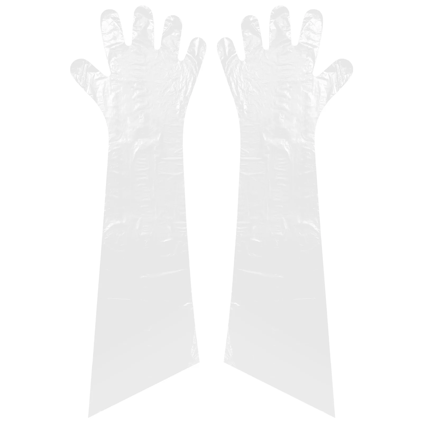 50PCS Disposable Plastic Film Long Arm Glove Cattle Sheep Glove for Farm (White) Farm Glove