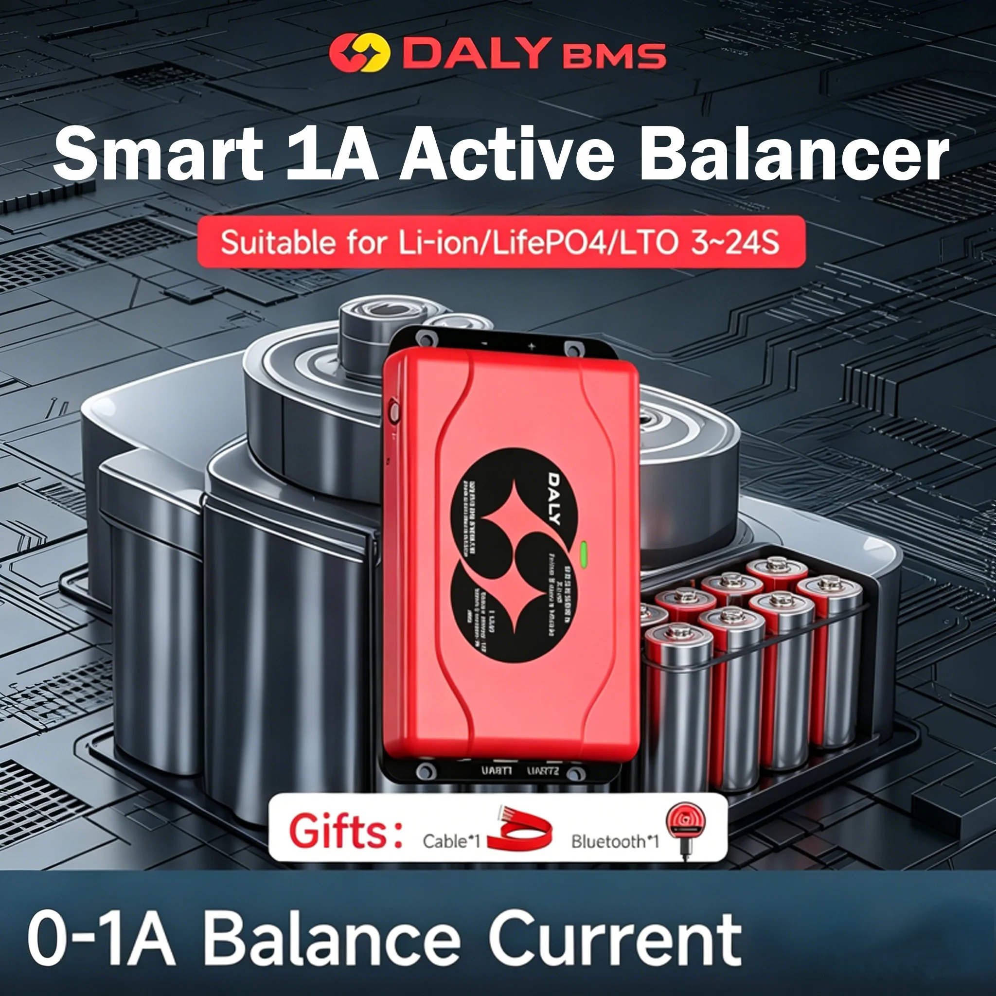Daly BMS 1A Smart Active Balancer 3S 4S 6S 7S 8S 10S 12S 13S 14S 15S 16S for Balancing Lifepo4 Li-ion Battery LFP 3.2V NMC LTO