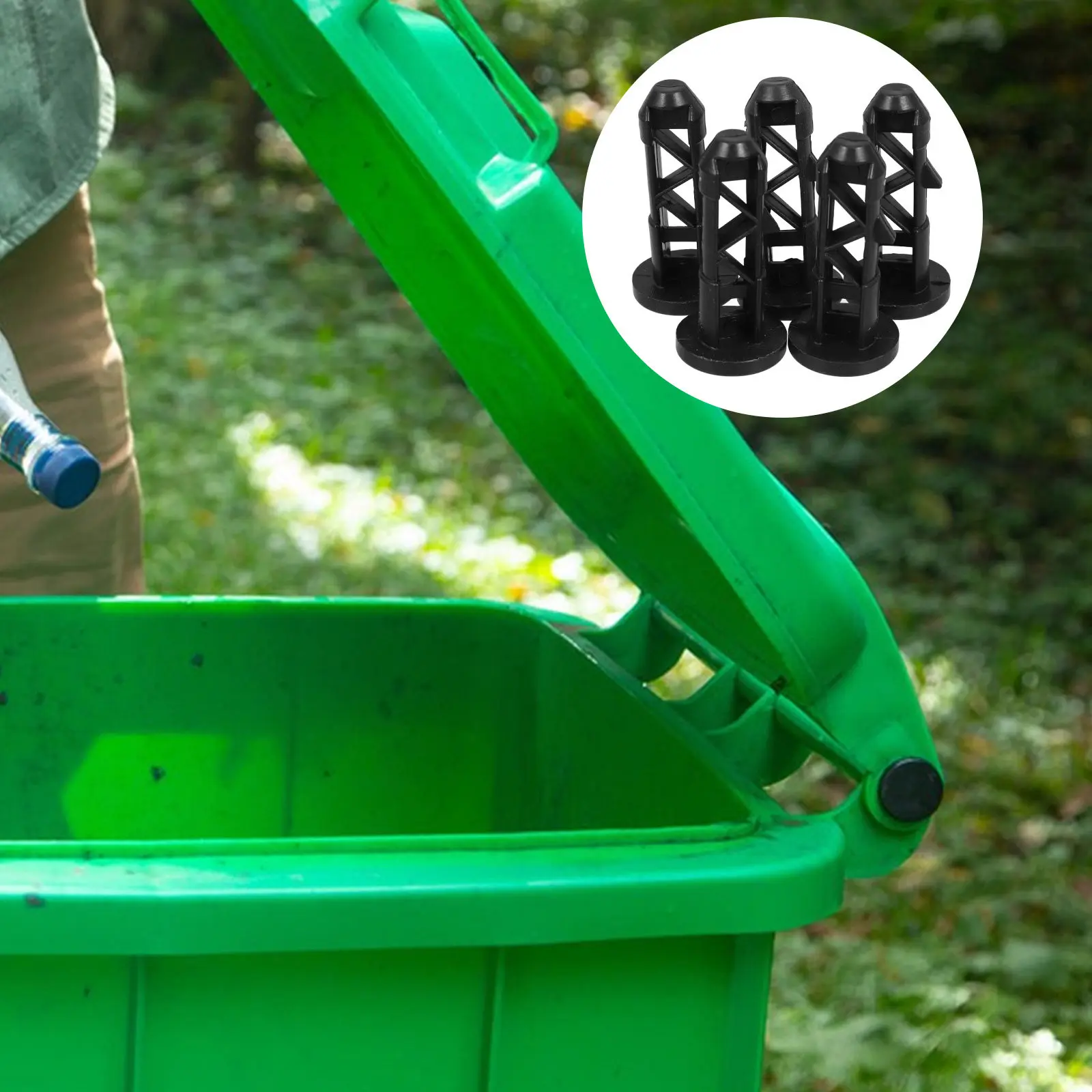 

5Pcs Reusable Plastic Trash Can Lid Hinged Pins Dustbin Cover Connecting Plugs for 240L Bins Weather Resistant Outdoor Trashcan