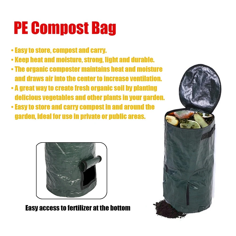 

Compost Bag Large Volume Reusable Waste Storage Leaf Collection Bucket Garden Yard Trash Fermentation Eco Friendly Durable