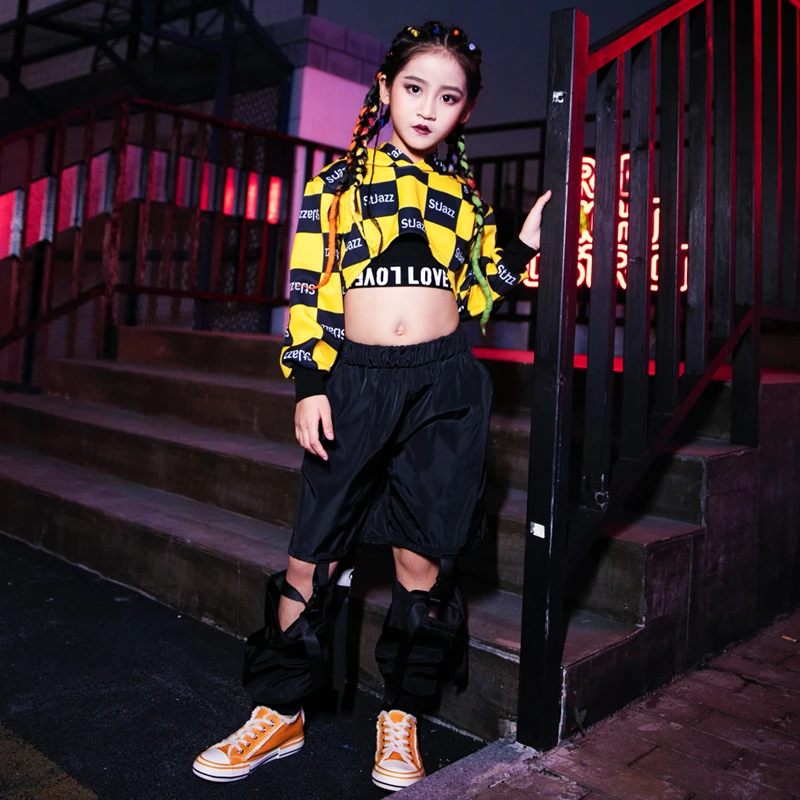 2023 Girls Jazz Dance Costume Hip Hop Performance Clothes Crop Tops Vest Pants Kids Kpop Concert Stage Outfit Rave Wear BL10040