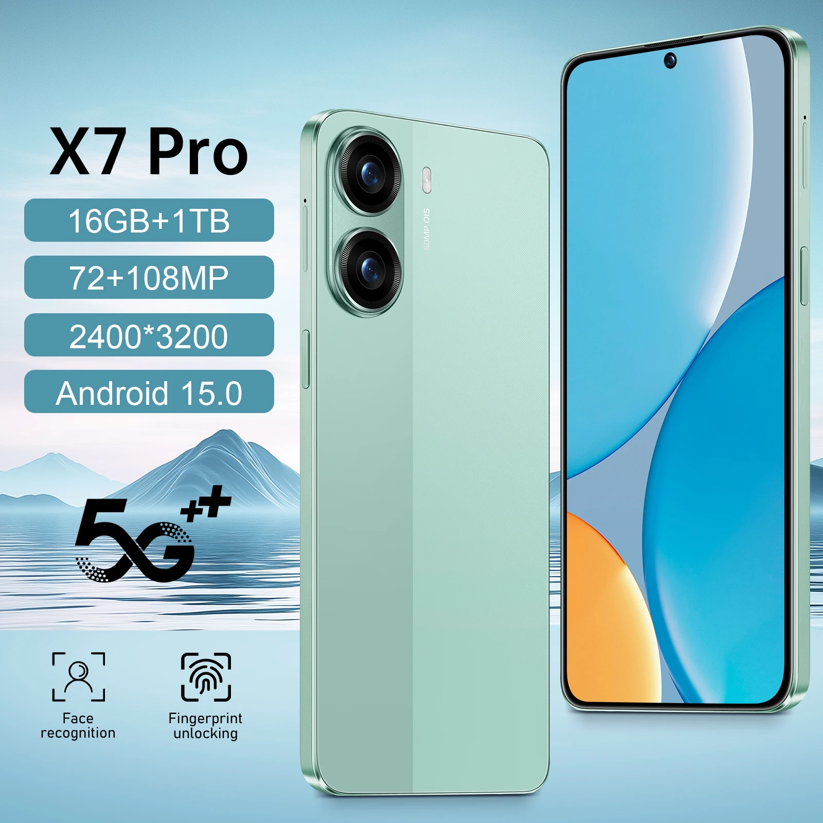 حافظة واقية للكمبيوتر اللوحي للإصدار العالمي X7 Pro 7.3HD بطاقة ذكية أصلية مزدوجة بقدرة 7800 مللي أمبير في الساعة وظيفة التعرف على الوجه