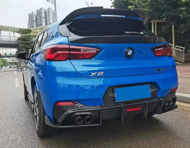 Real Carbon Fiber Rear Bumper Diffuser Spoiler +Side Aprons Angle With Exhaust Tips For BMW X2 F39 2018 2019 2020 2021 2022