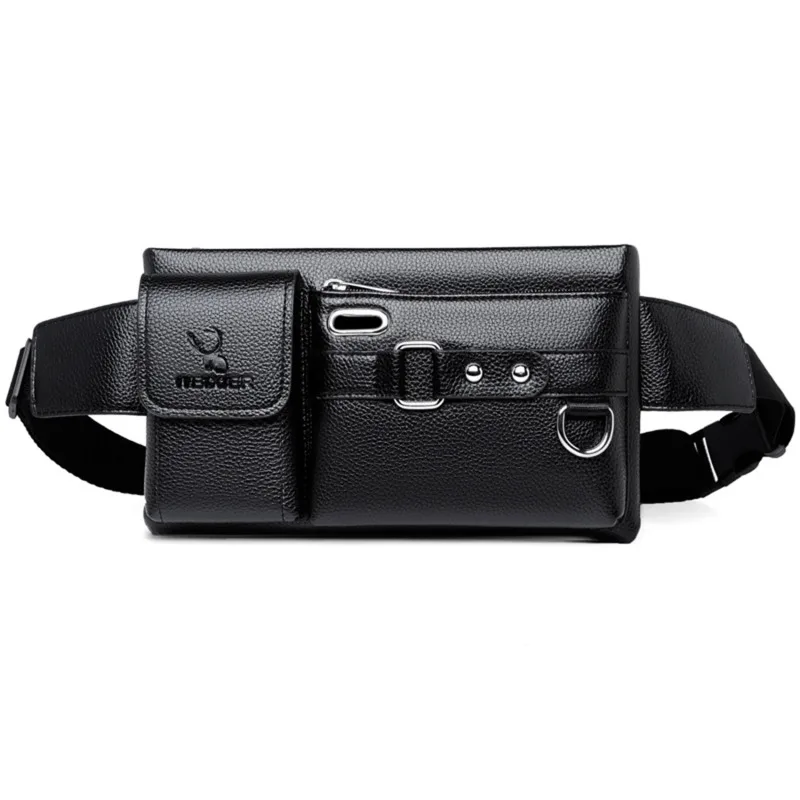 Brand Men\'s Waist Bag Leather Male Fanny Pack Male Shoulder Chest Bags for Phone Hip Sack Man Belt Pouch Murse Banana Bum Bag