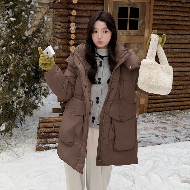 UMI MAO Winter Jacket Women Thickened Warm Design Short Hooded 90 White Duck Down Jacket Femme Casacos Feminino