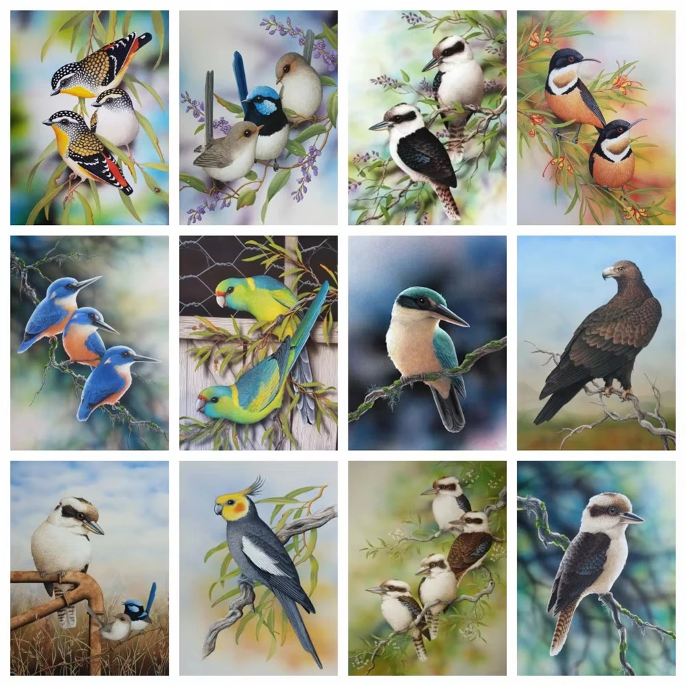 Peinture au diamant sur le thème des oiseaux et des animaux, décoration de la maison, diamants carrés et ronds pour débutants