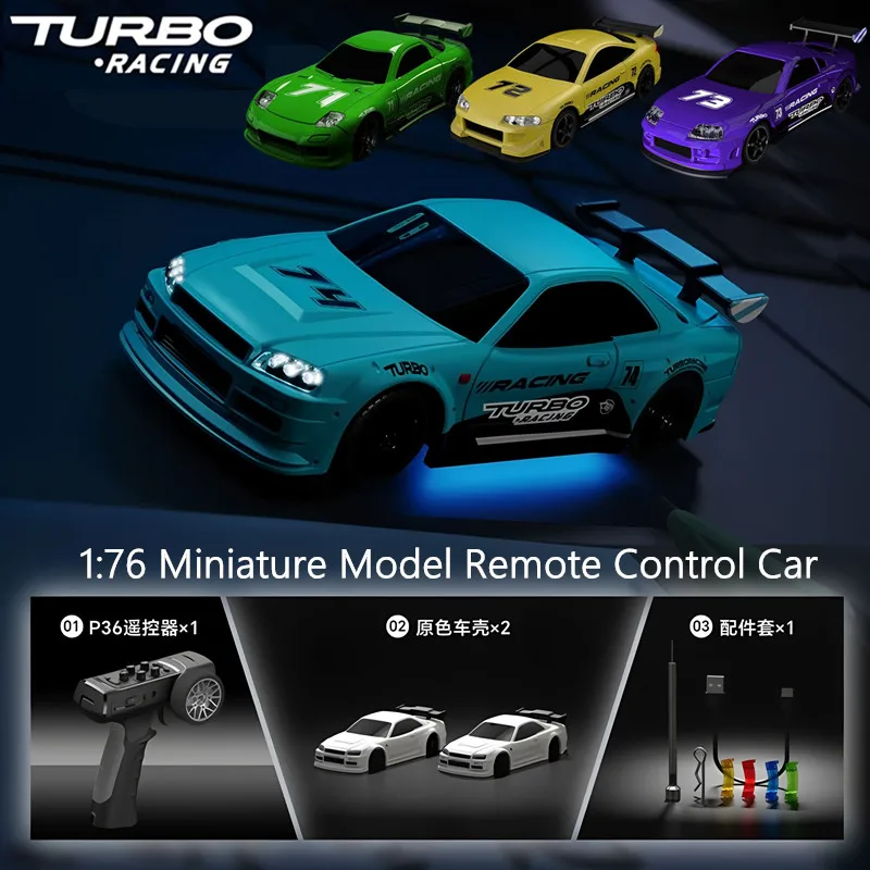 TURBO 1:76 Remote Control Racing Car C71 C72 C73 C74 Full Scale Rear-Wheel Drive Ultra-Miniature Simulation Model Boy's Toy Gift