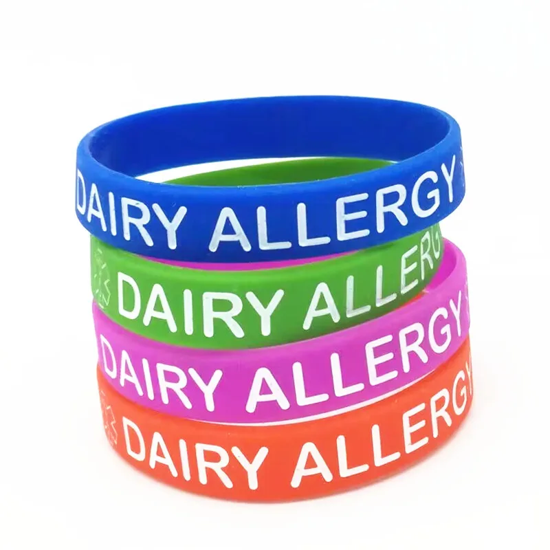 Dairy Allergy Silicone Wristband Medical Alert Rubber Bracelets&Bangles Awareness Armband Gifts