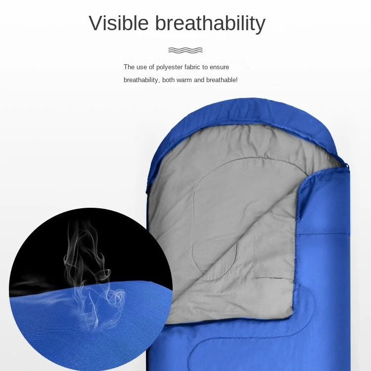 Winter Cold Weather Outdoor Emergency Envelope Adult Sleeping Bag Camping Travel Warm Hood Ultra Light Thickened Lunch Break