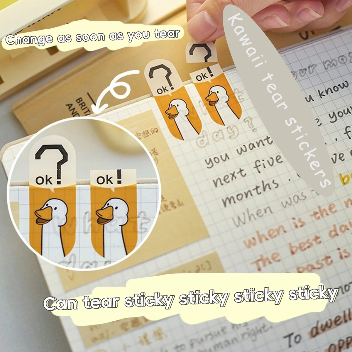 Reusable Durable Marking Tabs Transparent Gradient Sticky Note for Study Planner Portable Office Student Notepad School Supplies