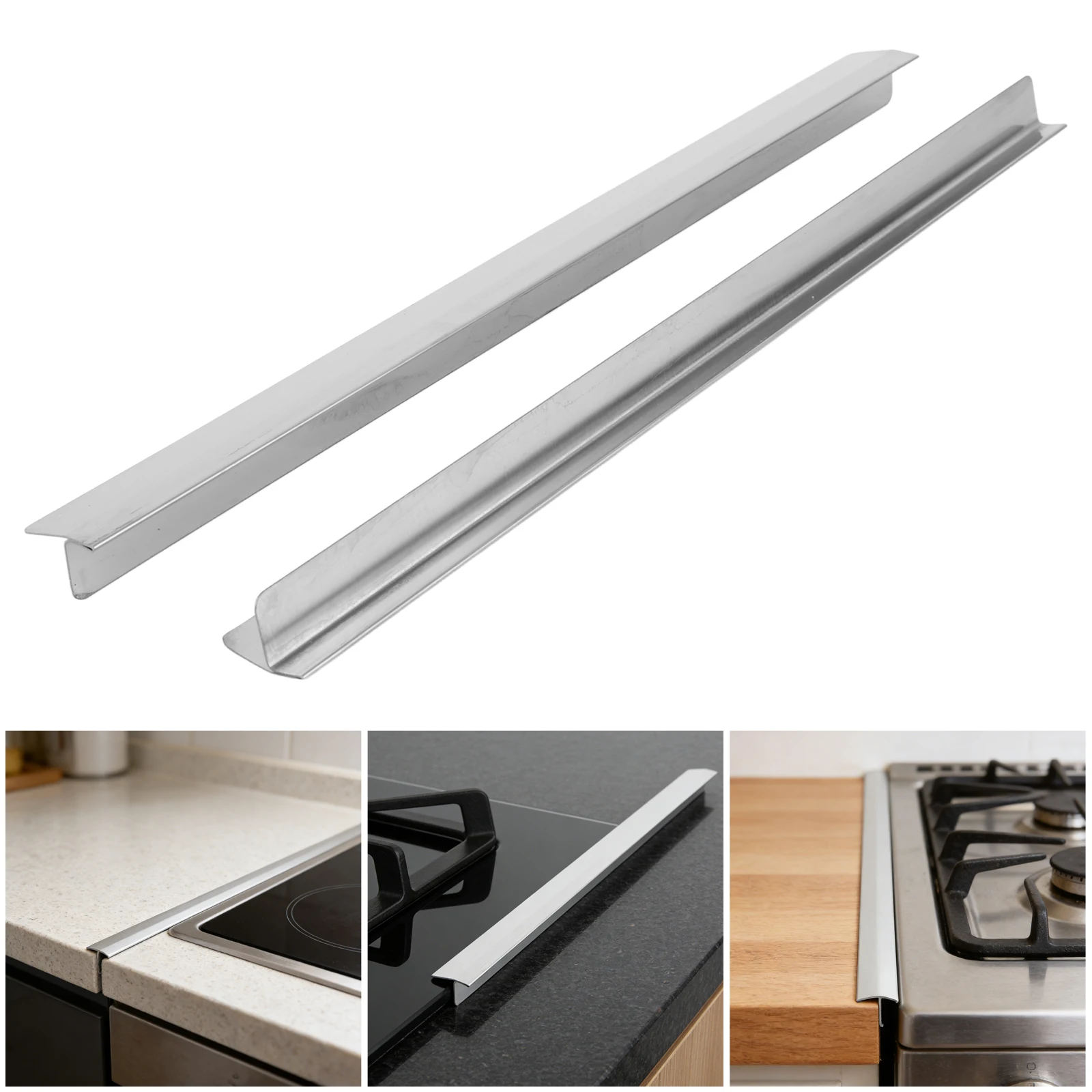 2 Pack Stainless Steel Range Trim Kit Heat  and Easy To Clean Stove Crevice Guards Suitable for Even Surface