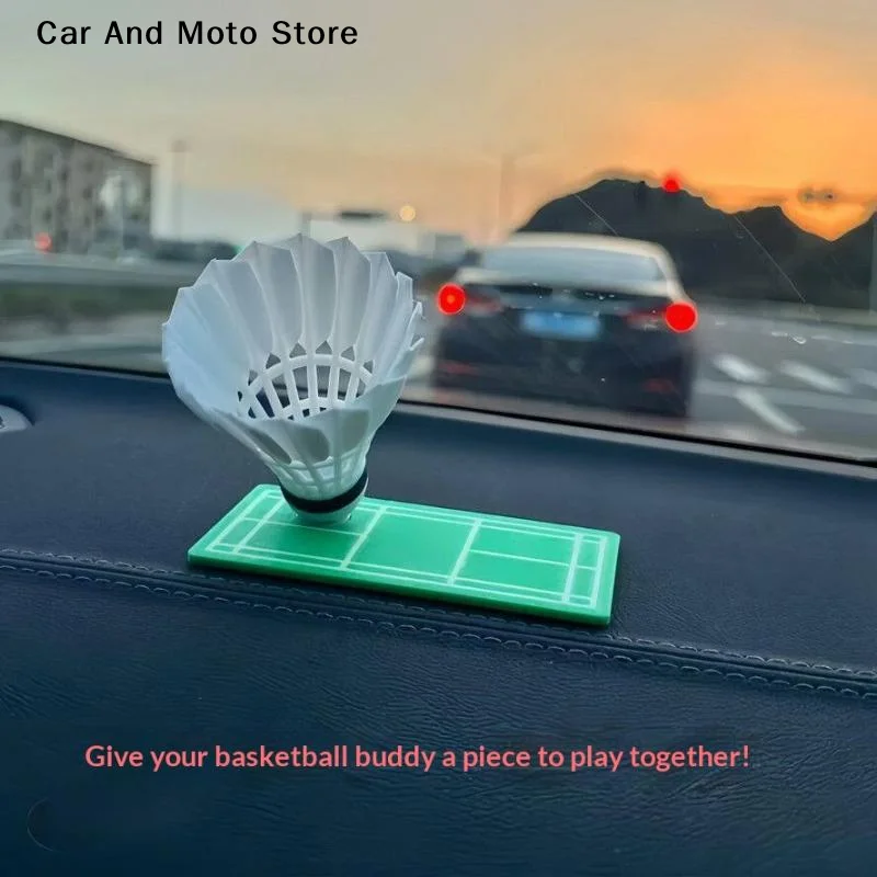 Creative Fun Rotating Badminton Car Ornament Shaking Shuttlecock Dashboard Decor For Car Decoration And Badminton Enthusiasts