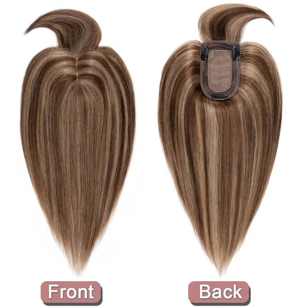 SEGO Hair Toppers for Women Real Human Hair with Thinning Hair Toppers Clip in Toppers Straight Hair Pieces with Bangs 150%