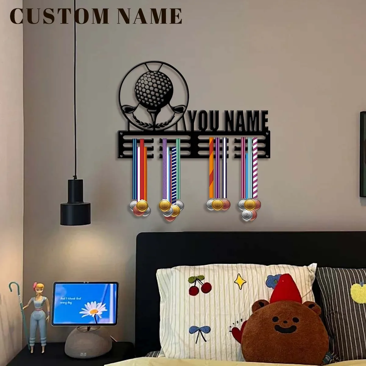 Custom Golf Ball Metal Medal Display Rack, Valentines Gift, For Room Decor, Suitable for Basketball, Football Exercise