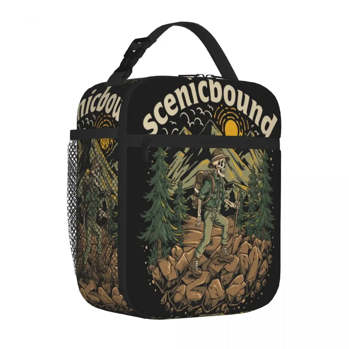 Hot Sale Outdoor Hiking Skeleton Design With Backpack Picnic Style Student Lunch Bag Business Commute Foldable Lunch Bag
