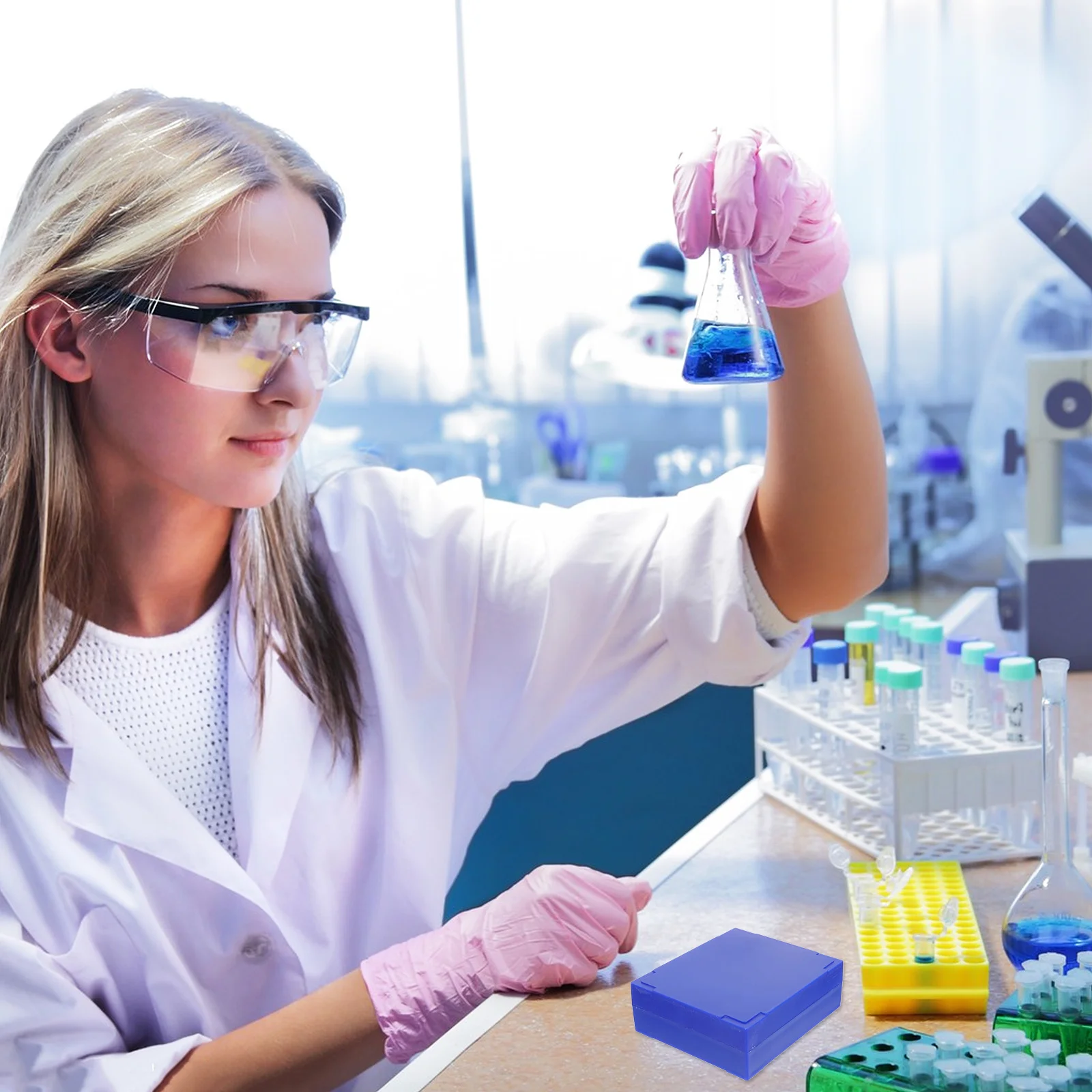 2Pcs ABS Microscope Slide Storage Box Multi Slots Durable Slide Holder Container for Laboratory Storage Containers