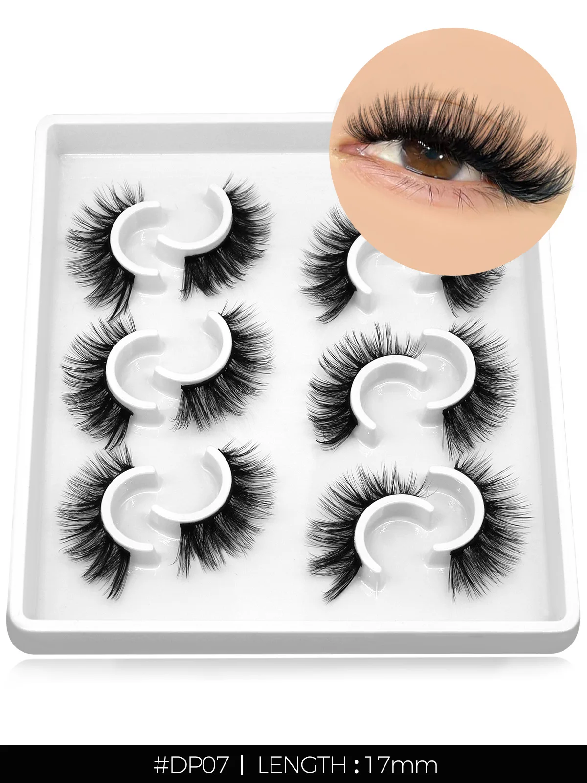 3D Natural False Lashes, Cat Eye, 6 Pairs