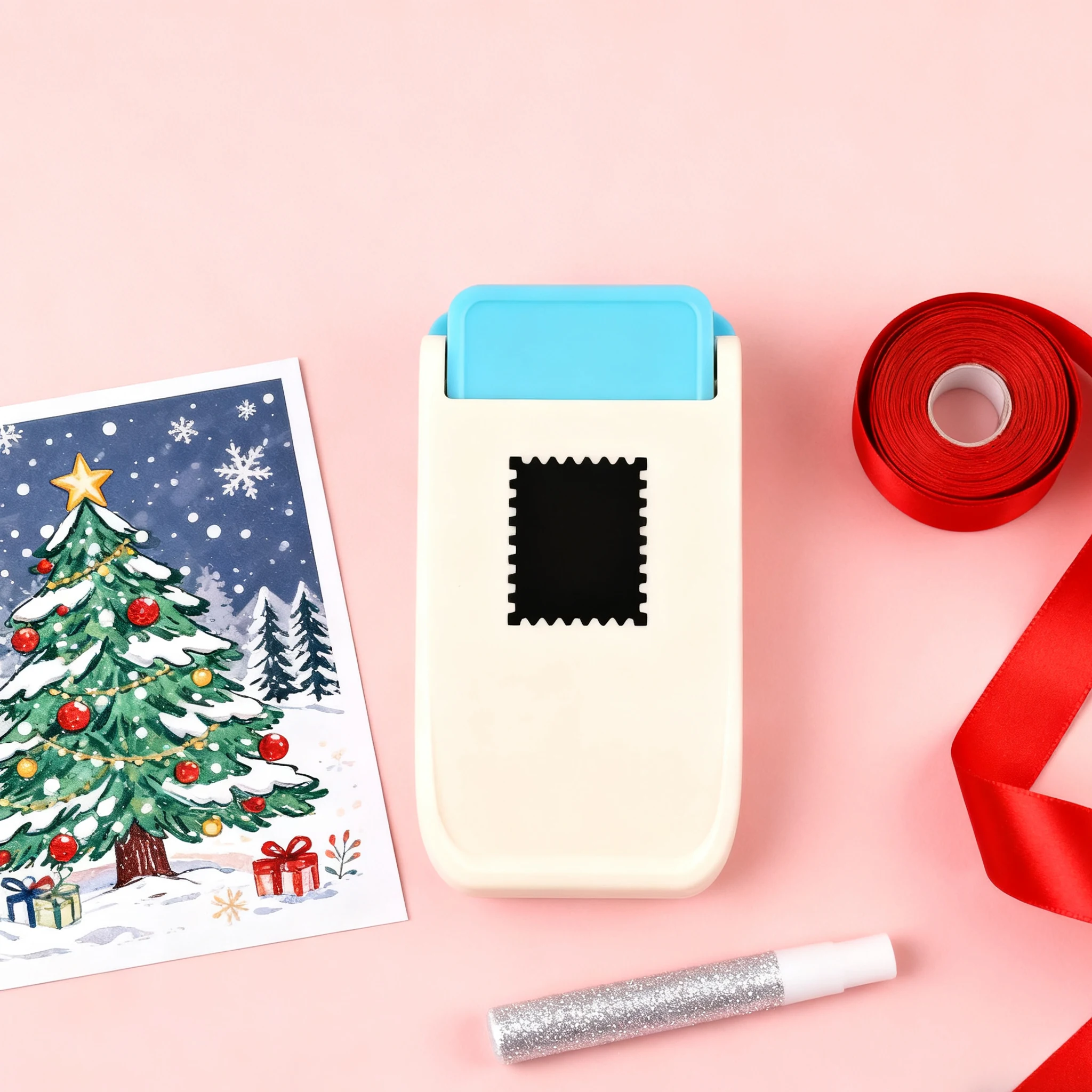 Perfurador em forma de carimbo postal DIY (1X0,8 polegadas retangular) Ferramenta de gravação perfeita para cartões de férias, álbuns de Natal e festivos
