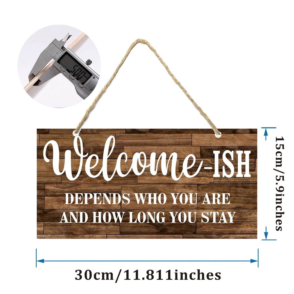 Interesting Welcome ish Hanging Wooden Sign Decoration Outdoor, Welcome Sign Front Door Printed Wooden Sign, Country Wall Decora