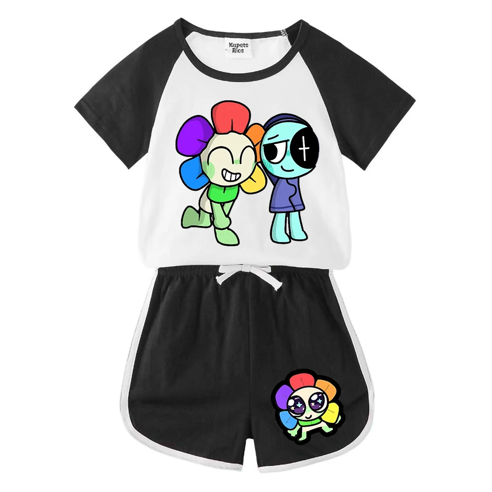 New Dandys World Children's Clothing Sets Dandy Cosplay Costume Kids T Shirt Suit Girls Short Sleeve T-shirt Shorts 2pcs Outfits