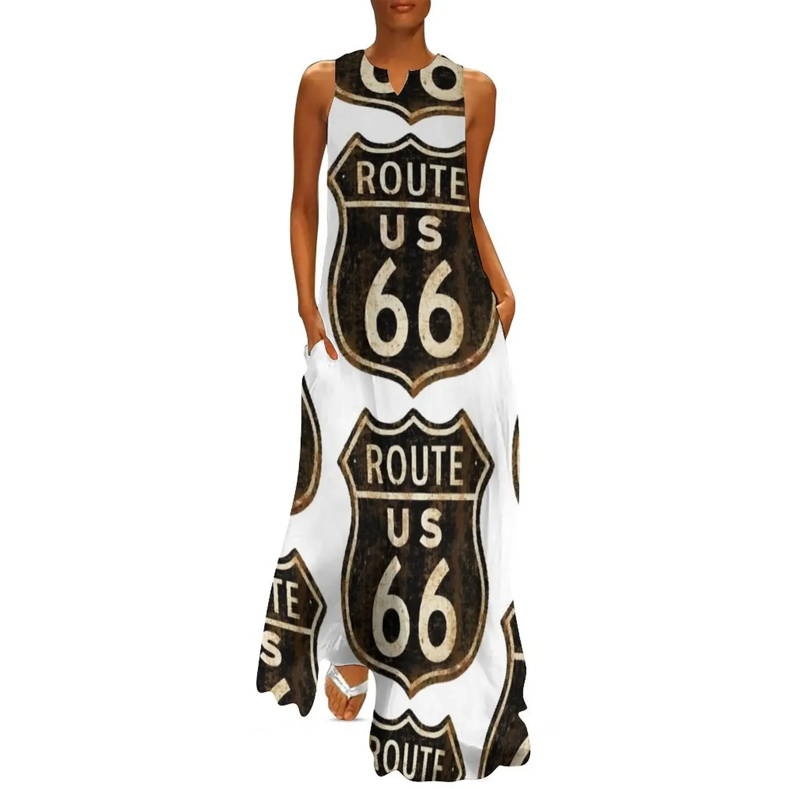 

Vintage Route 66 Long Dress dresses for prom Aesthetic clothing dress for women summer Dress