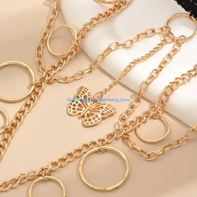 573B سلسلة ساق فاسق مع سلسلة فخذ فراشة مجوفة لتزيين الحفلات لتنورة الفتاة