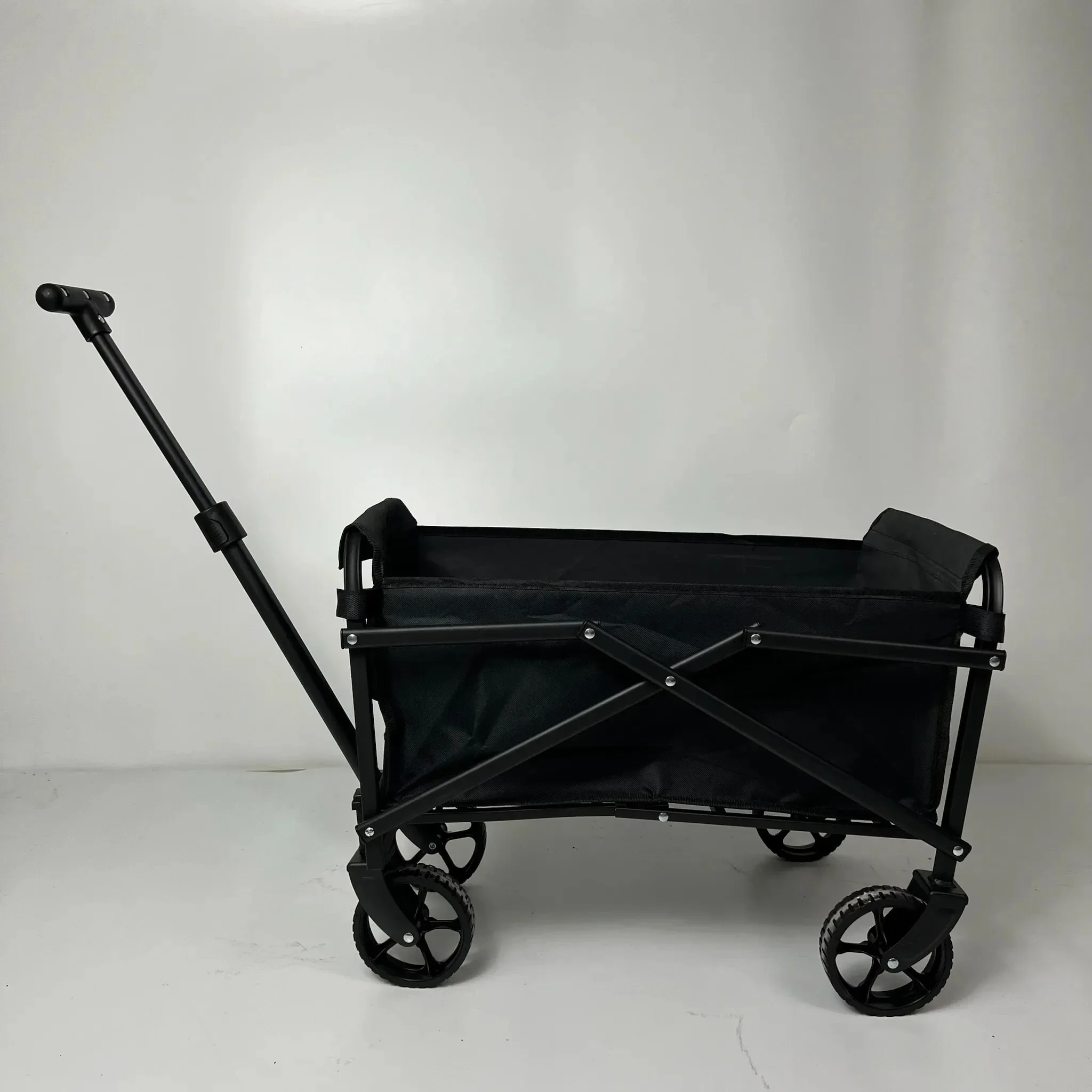 Folding Camping Cart, Rear Door, Off-road Tires, Carrying Tools, with Brakes, Fishing, Outdoor Use, Metal Frame, Oxford Cloth