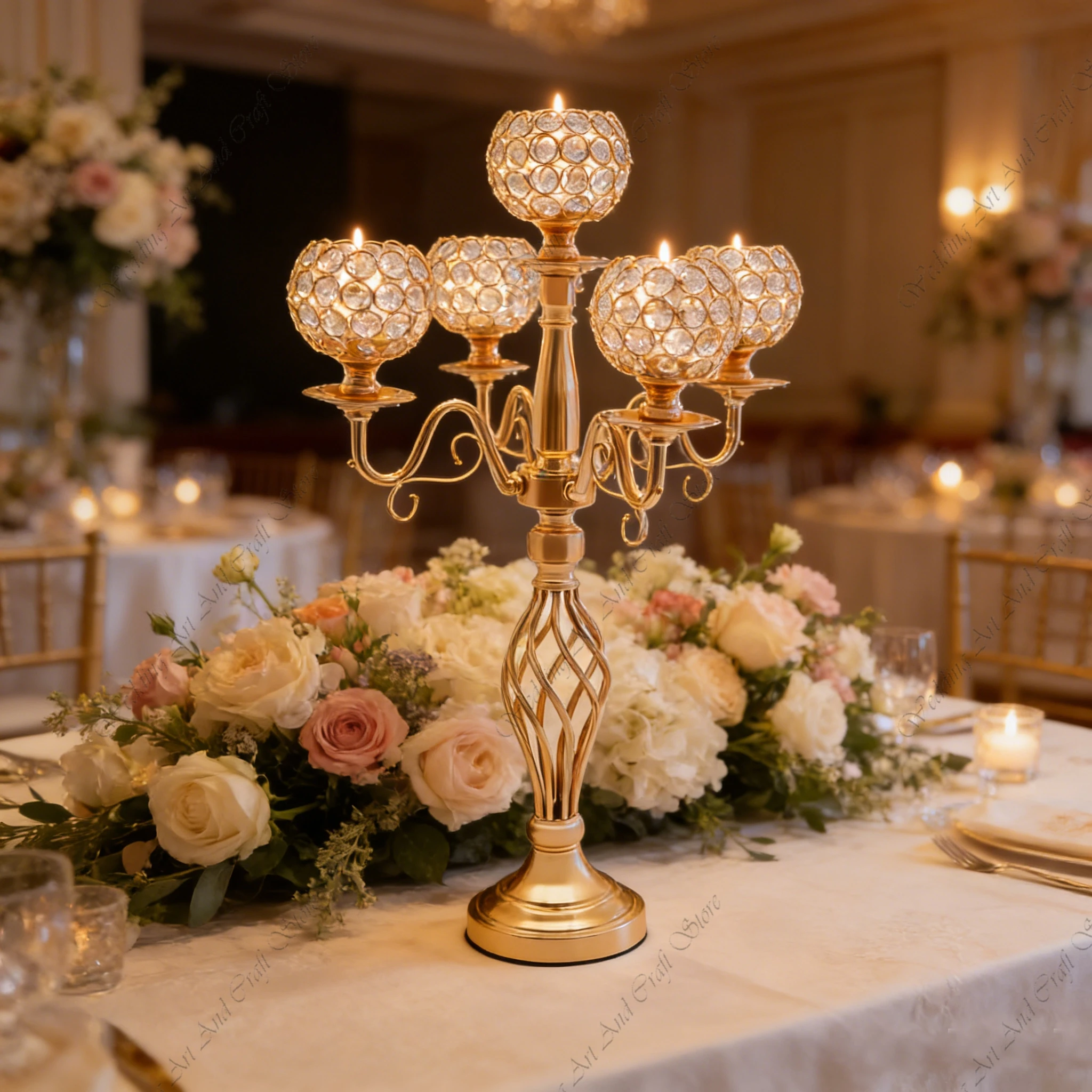 

10pcs f30 70-120cm 5 Arms Candle Holders Wedding Decor Flower Centerpiece Table Candelabra Stand Crystal Flower Stand ivy719