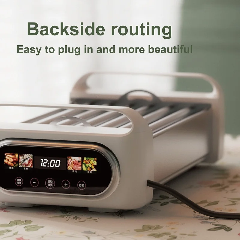 550W Home Automatic Sausage Machine Barbecue Machine Hot Dog Skewers Non-stick Barbecue Grill Steak Frying Pan Kebab Grill view 2