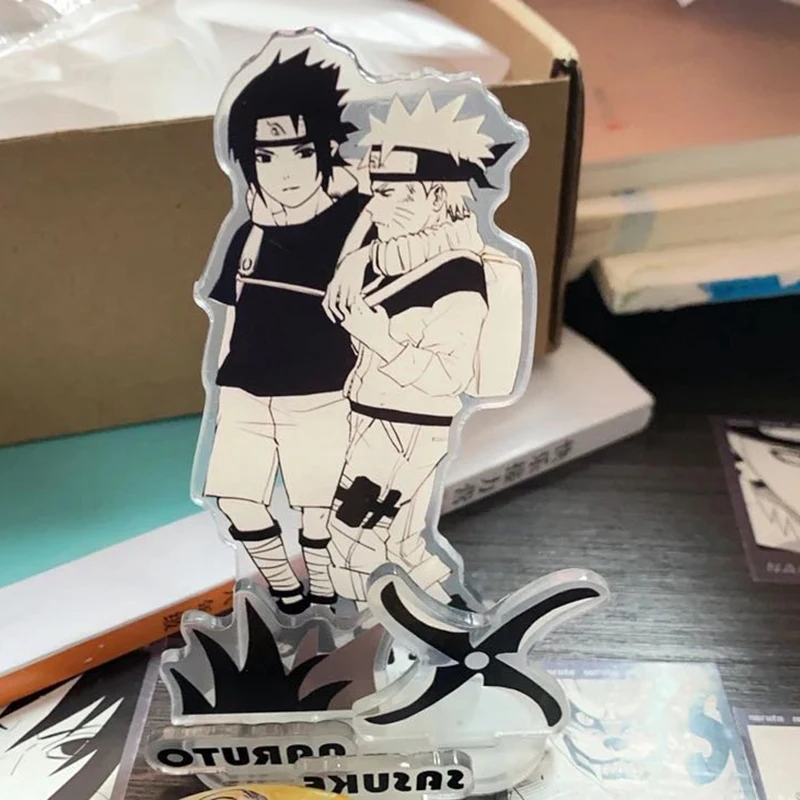 10 cm/3.93 pollici NARUTO Sasuke Piatti in acrilico in piedi Anime Figure Accessori per cartoni animati Tavolo da collezione Creatività Regali Ornamenti