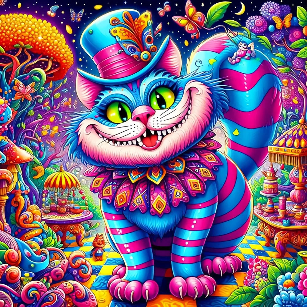 Tienda Diamond Daydreams: Pintura de Diamantes Disney, Gato de Cheshire, Cuadros de Pedrería, Bordado, Manualidades para Adultos, Mosaico, Alicia en el País de las Maravillas