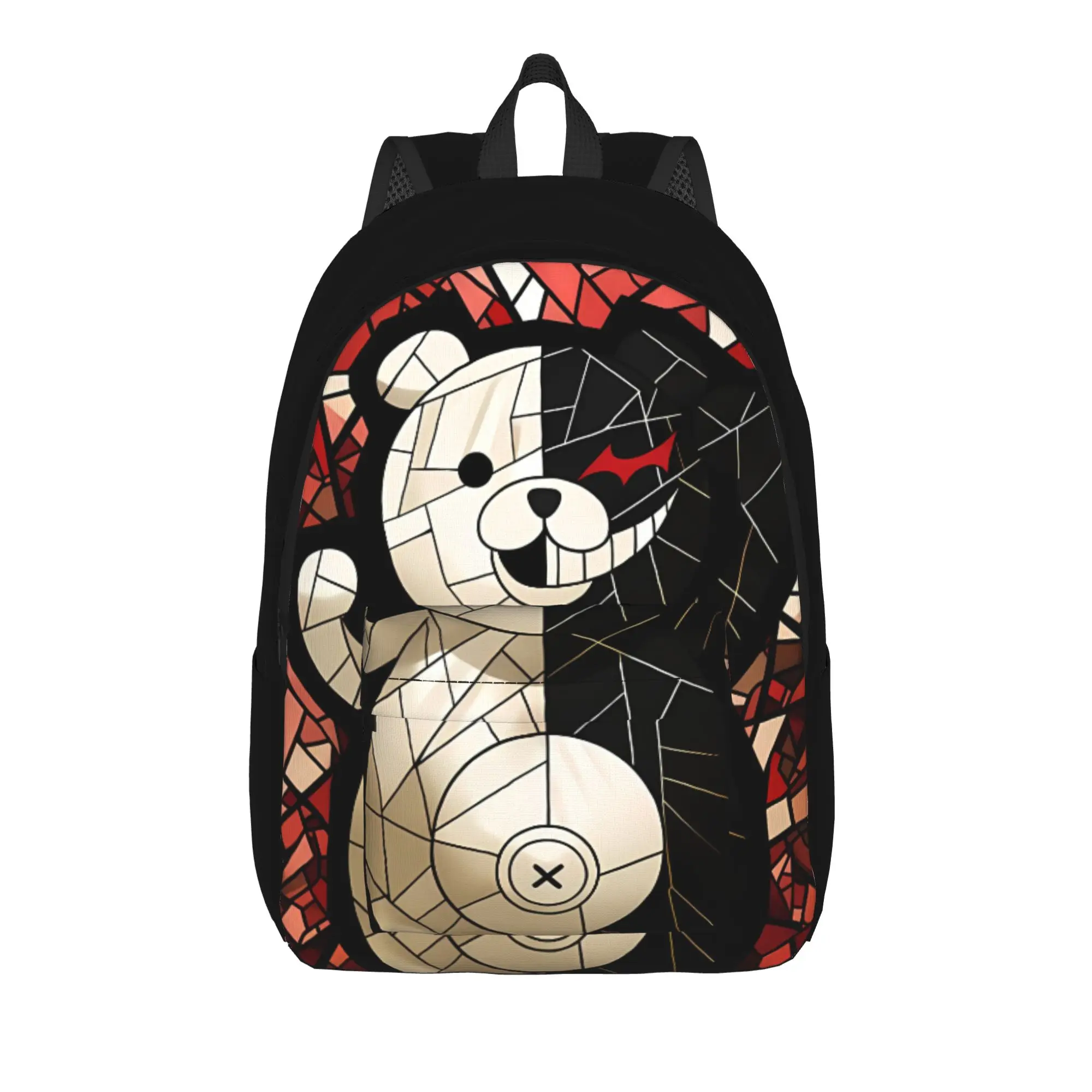 Back to School Season Zipper Closure Stained Glass Monokuma Storage Bag Danganronpa High School Students Book Pack Backpack