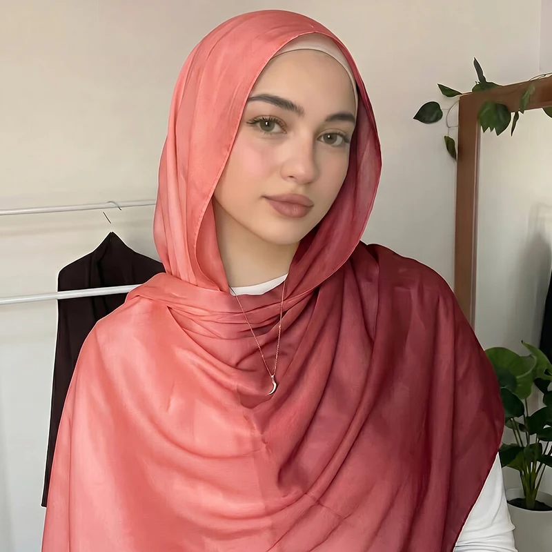Fashion Muslim Hijab Ombre Scarf Soft Comfortable Headscarf Breathable Bandana Shawl for Women Ramadan Daily Wear Festival Gift view 4