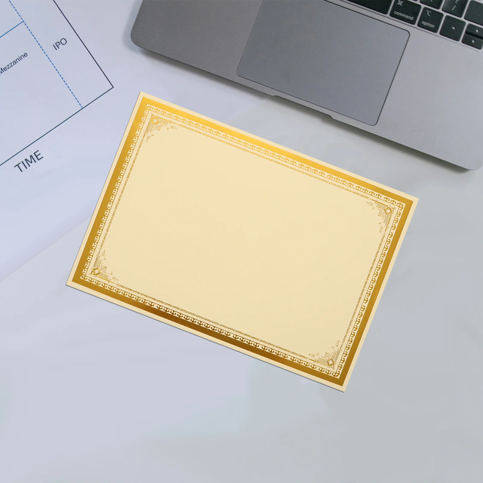 

30Pcs Blank A4 Certificate Paper 250G Gold Foil Diploma Insert Sheets for Classroom Awards Graduation Ceremony Office Use