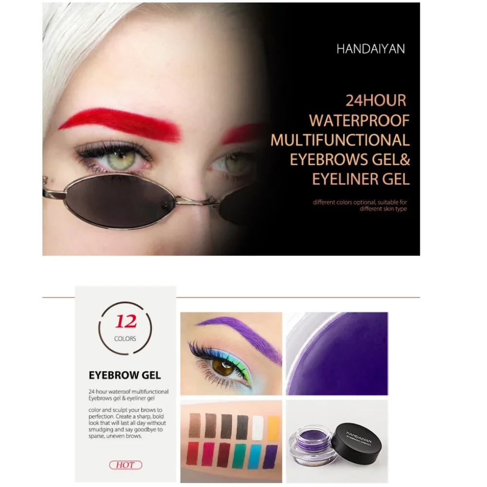HANDAIYAN Colorful Eyebrow Cream Gel High Pigment Brows Tint Waterproof Long lasting Eye Brow Dye With Brushes Decorate Cosmetic