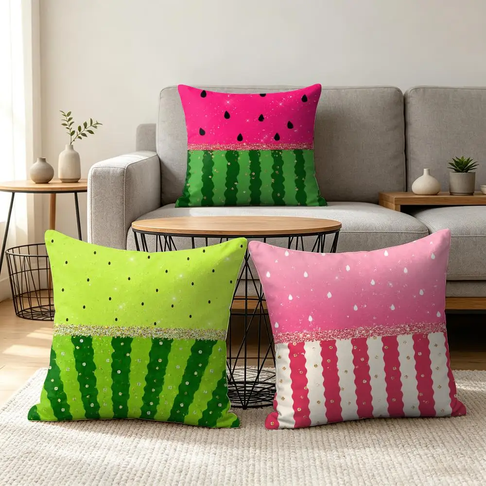 Tropical Fruit Motif Cushion Cover Summer Linen Pillow Case Organic Fabric Cushion Cover Double-Sided Print Sofa Home Decor
