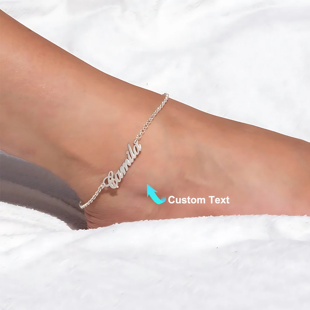 Custom Name Anklets for Women Stainless Steel Summer Beach Personalized Name Leg Chain Ankle Bracelet Fashion Waterproof Jewelry