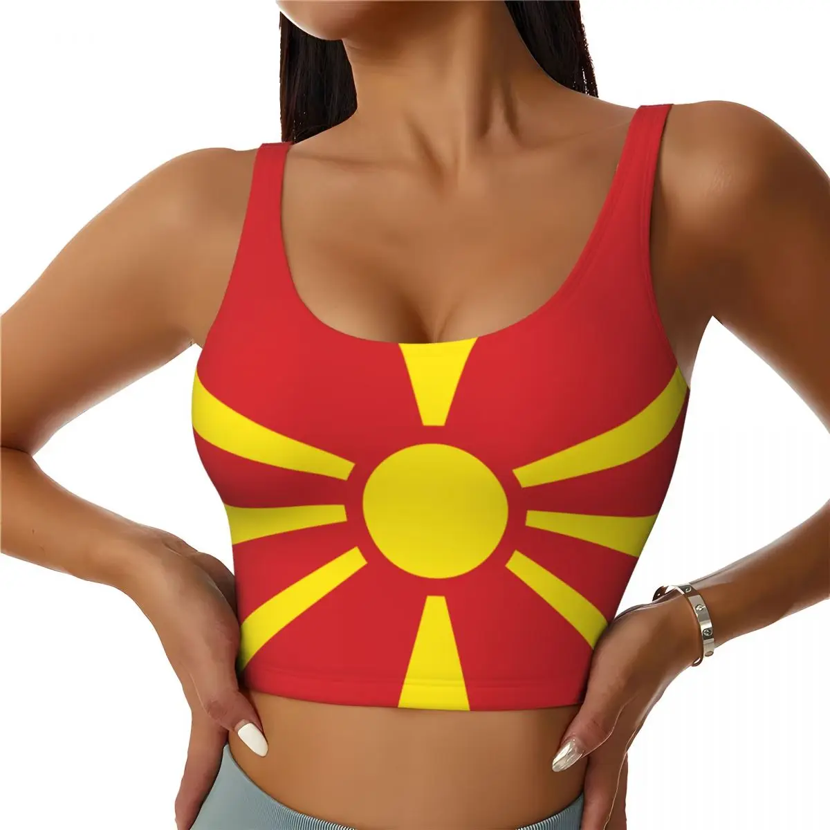 Sports Bra Women Running Yoga Clothes Vest Macedonia Flag Gathering Fitness Vest