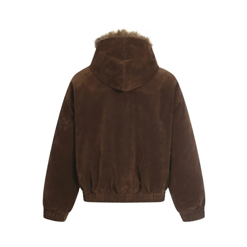 HKSH خريف شتاء جديد الرجال المد الشرير الفراء طوق سترة قطن سميكة الدافئة معطف مبطّن مقنعين فضفاض النساء Y2K خمر HK15278