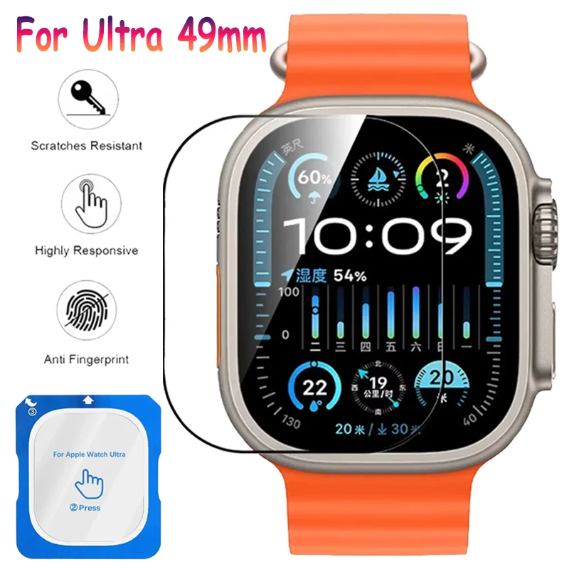 Quick Pasting Tempered Glass Film For Apple Watch Ultra 3-2-1 49mm Easy to Install Screen Glass Protective Film Ultra 3/2/1 49mm